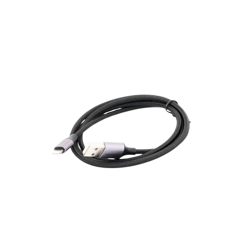 Cable USB-A a Lightning - 1 Metro (3.28 Pies) - Certificado MFi - Carga Rápida 5V/2.4 A - 480 Mbps - Conector C94 - Adecuado para iPhone, iPad y iPod - Protección Integrada - Caja de Aluminio - Nylon Trenzado - Color Negro