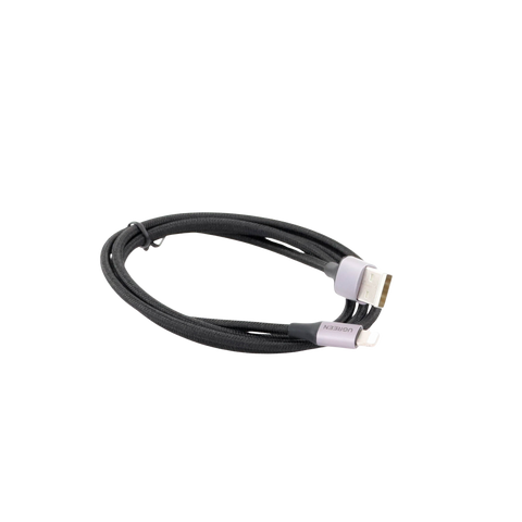 Cable USB-A a Lightning - 1 Metro (3.28 Pies) - Certificado MFi - Carga Rápida 5V/2.4 A - 480 Mbps - Conector C94 - Adecuado para iPhone, iPad y iPod - Protección Integrada - Caja de Aluminio - Nylon Trenzado - Color Negro