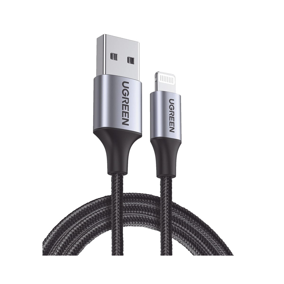 Cable USB-A a Lightning - 1 Metro (3.28 Pies) - Certificado MFi - Carga Rápida 5V/2.4 A - 480 Mbps - Conector C94 - Adecuado para iPhone, iPad y iPod - Protección Integrada - Caja de Aluminio - Nylon Trenzado - Color Negro