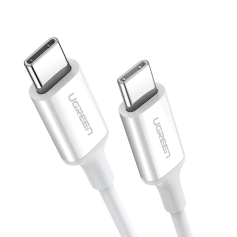Cable USB-C a USB-C - 1 Metro - Carga Rápida de hasta 60W - Transferencia de datos de 480 Mbps - PD3.0 - QC 4.0/3.0/2.0 - FPC - AFC - Duradero y Flexible- Caja ABS - Cubierta de TPE - Color Blanco.