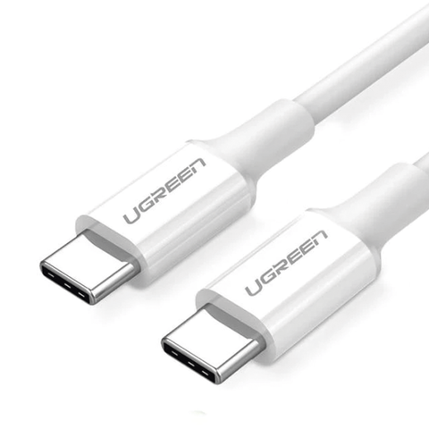 Cable USB-C a USB-C - 1 Metro - Carga Rápida de hasta 60W - Transferencia de datos de 480 Mbps - PD3.0 - QC 4.0/3.0/2.0 - FPC - AFC - Duradero y Flexible- Caja ABS - Cubierta de TPE - Color Blanco.