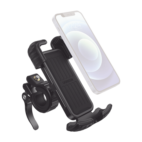 Soporte de Celular para Manillar de Motocicleta o Bicicleta | Anti Vibración | Protección de clip Antideslizante | Rotación de 360° | Bloqueo de Seguridad | Compatible con manillar de 0.6'' a 1.75'' | Soporta dispositivos de 4.6''
