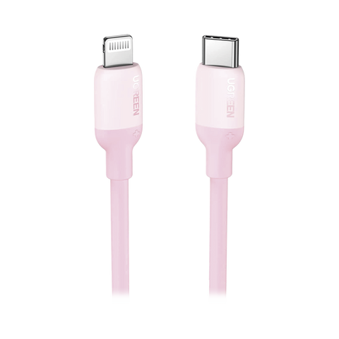 Cable USB-C a Lightning | Certificado MFi | 1 Metro | Adecuado para iPhone, iPad, iPod | Carga Rápida PD 20W | Sincronización de Datos de hasta 480 Mbps | Goma de Silicona y TPE. | Suave al Tacto | Color Pink