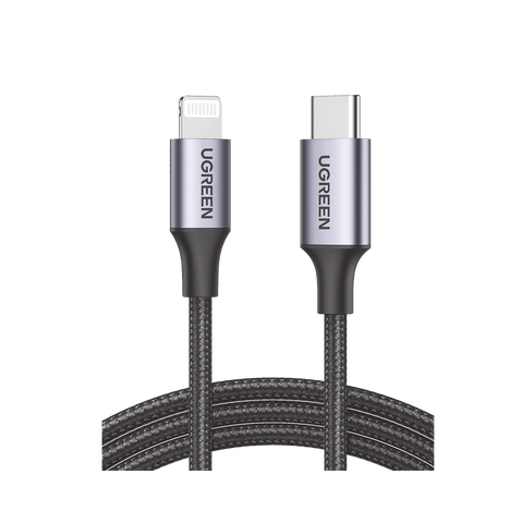 Cable USB-C a Lightning - 1 Metro (3.28 Pies) - Certificado MFi - Carga Rápida 60W - 480 Mbps - Conector C94 - Adecuado para iPhone, iPad y iPod - Protección Integrada - Caja de Aluminio - Nylon Trenzado - Color Negro
