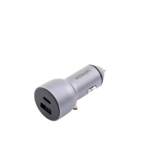 Cargador de Auto 52.5W - Puerto USB-A y USB-C - Carga Rápida - Compatible con Vehículos de 12 y 24 VCD - PD3.0 + QC3.0 - Chip Inteligente - Diseño Compacto Mayor Eficiencia Energética - Caja de Aluminio