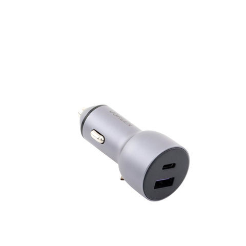 Cargador de Auto 52.5W - Puerto USB-A y USB-C - Carga Rápida - Compatible con Vehículos de 12 y 24 VCD - PD3.0 + QC3.0 - Chip Inteligente - Diseño Compacto Mayor Eficiencia Energética - Caja de Aluminio