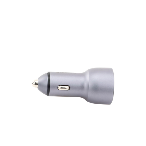 Cargador de Auto 52.5W - Puerto USB-A y USB-C - Carga Rápida - Compatible con Vehículos de 12 y 24 VCD - PD3.0 + QC3.0 - Chip Inteligente - Diseño Compacto Mayor Eficiencia Energética - Caja de Aluminio