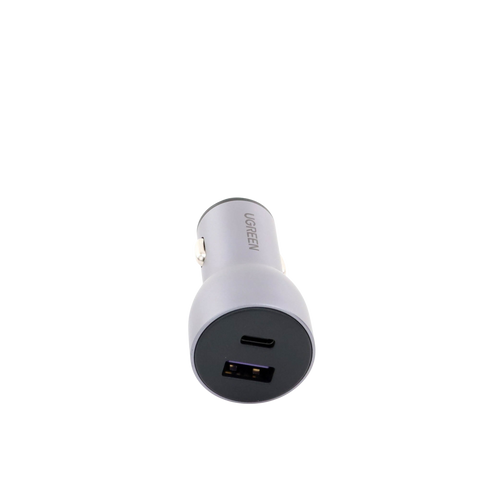 Cargador de Auto 52.5W - Puerto USB-A y USB-C - Carga Rápida - Compatible con Vehículos de 12 y 24 VCD - PD3.0 + QC3.0 - Chip Inteligente - Diseño Compacto Mayor Eficiencia Energética - Caja de Aluminio
