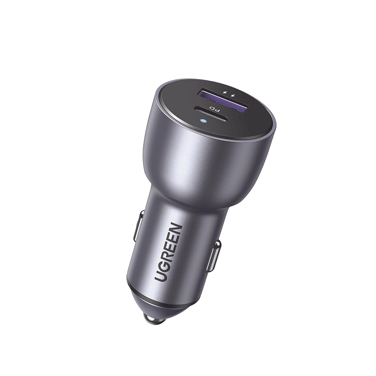 Cargador de Auto 52.5W - Puerto USB-A y USB-C - Carga Rápida - Compatible con Vehículos de 12 y 24 VCD - PD3.0 + QC3.0 - Chip Inteligente - Diseño Compacto Mayor Eficiencia Energética - Caja de Aluminio