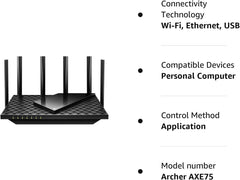 Router Wifi 6 Tp-Link  Axe5400, Tri-Banda, Archer Axe75