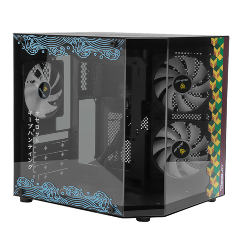 Gabinete Ocelot Gaming Black Mizu, Panel Lateral Y Frontal De Cristal Templado, Incluye 3 Ventiladores, Enfriamiento Liquido Hasta 240Mm, Gpu Hasta 320Mm, Color Negro