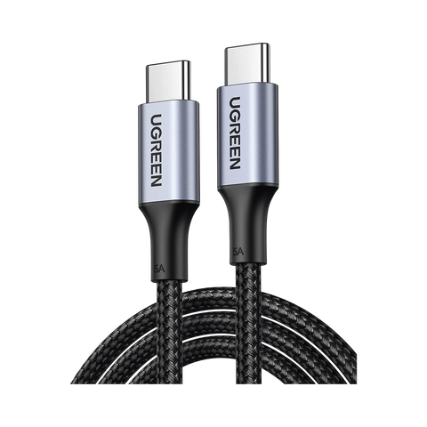 Cable USB-C a USB-C - 1 Metro - Carga Rápida de hasta 100W - Transferencia de datos 480 Mbps - PD3.0 - QC4.0/3.0/2.0 - FPC - AFC - Protección Integrada- Caja de Aluminio - Nylon Trenzado - Amplia Compatibilidad - Color Negro.