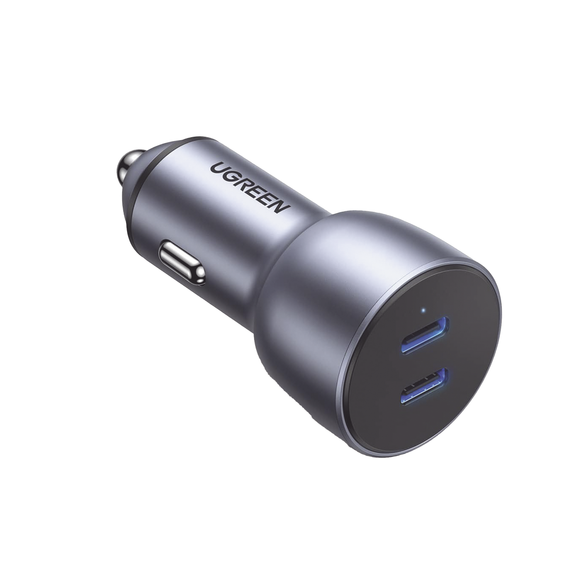 Cargador de Auto de 40W | 2 Puertos USB-C | 20 Watts por Puerto | Compatible con Vehículos de 12 y 24 VCD | Chip Inteligente | Diseño Compacto | Multi protección | Aleación de Aluminio