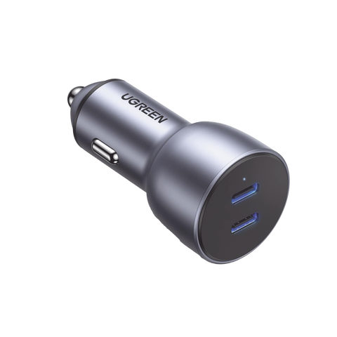 Cargador de Auto de 40W | 2 Puertos USB-C | 20 Watts por Puerto | Compatible con Vehículos de 12 y 24 VCD | Chip Inteligente | Diseño Compacto | Multi protección | Aleación de Aluminio