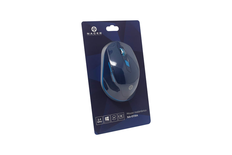 Mouse Naceb Technology NA-0119A, Azul, 6 botones, Inalámbrico, 1200 - 2400 DPI