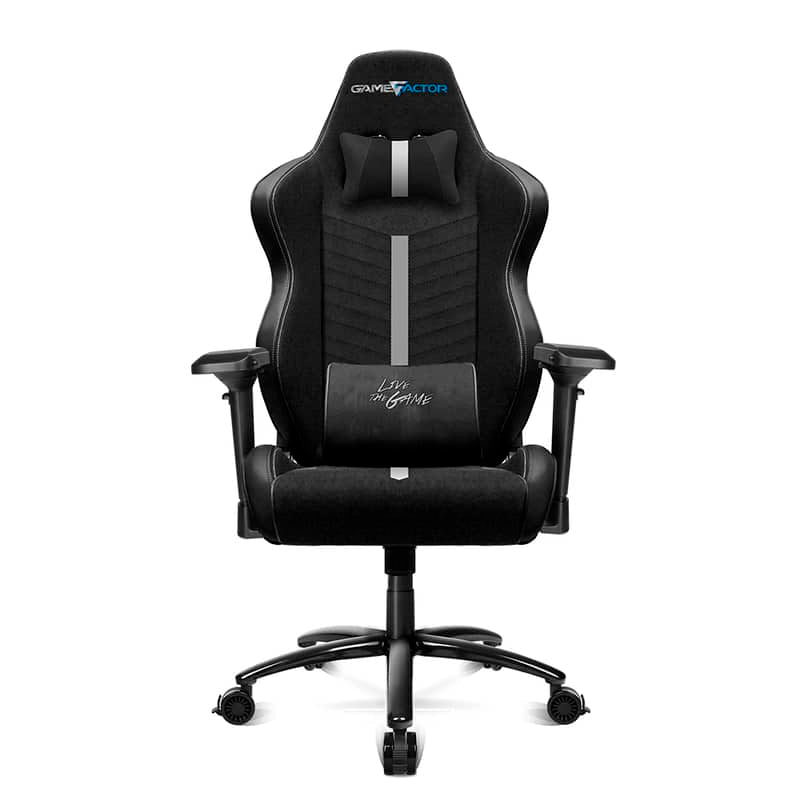 Silla Game Factor Tela Reclinable 4D, Metal Negro Con Blanco Cgc601-Wh