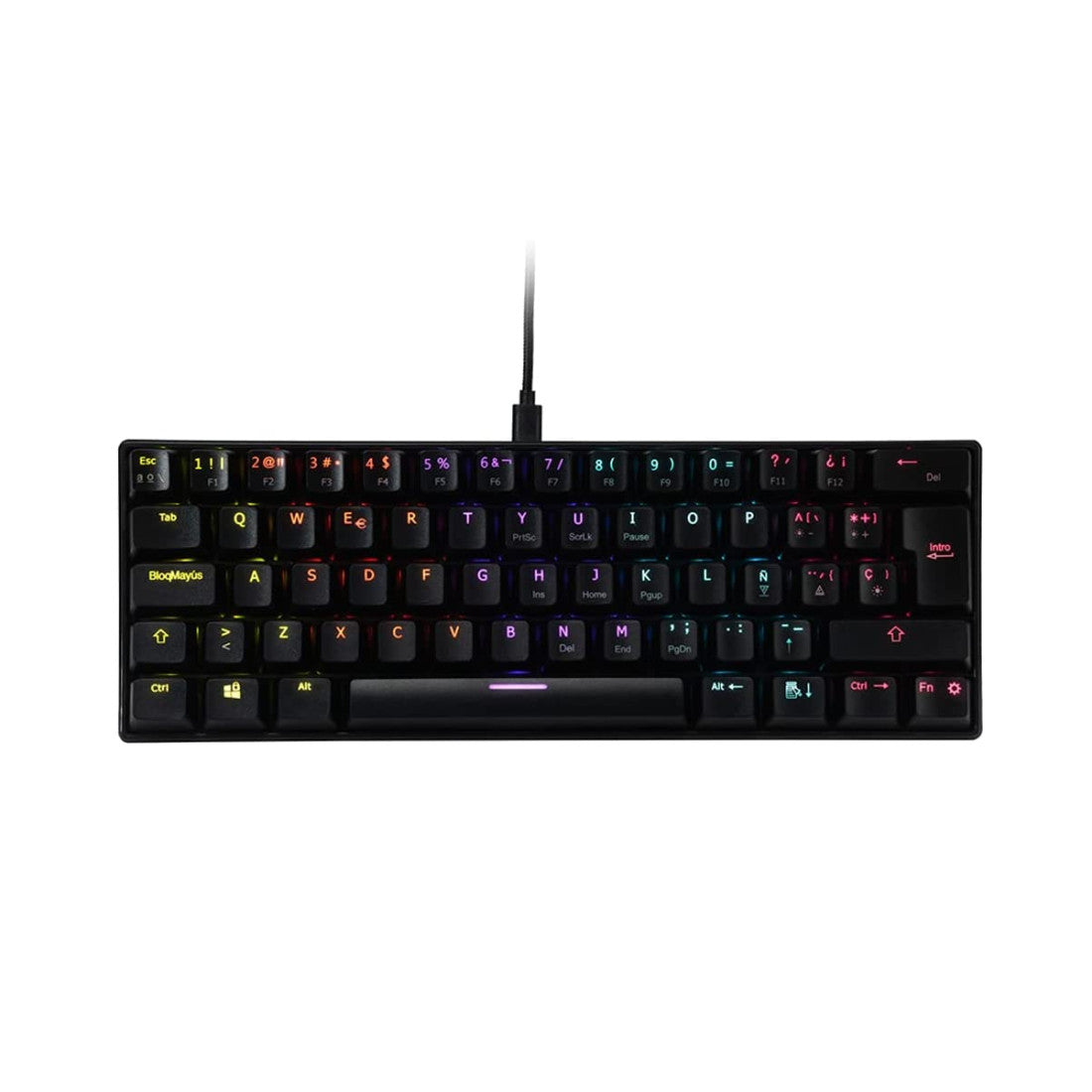 Teclado Mecanico Ocelot, Forma 60%, Alambrico, Plastico, Iluminacion Tipo Rgb, Gamer