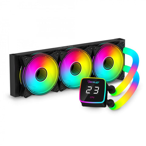Enfriamiento Líquido Ocelot Gaming OEL360-2N | Radiador 360mm ARGB | 70 CFM Máximo Enfriamiento Intel y AMD | Rendimiento Profesional Negro