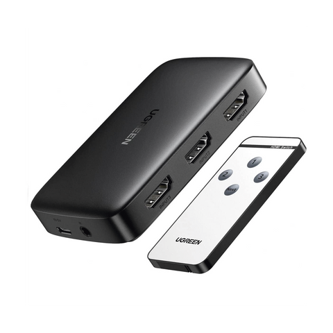 Conmutador HDMI (Switch) 4K@30Hz - 3 Entradas a 1 Salida - 3D - Transmisión Estable - Incluye Control Remoto - Receptor de Infrarrojos - Indicador LED - Chip Inteligente - Incluye Cable Micro USB para Alimentación.