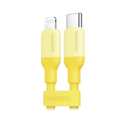 Cable USB-C a Lightning | Certificado MFi | 1 Metro | Adecuado para iPhone, iPad, iPod | Carga Rápida PD 20W | Sincronización de Datos de hasta 480 Mbps | Goma de Silicona y TPE. | Suave al Tacto | Color Yellow