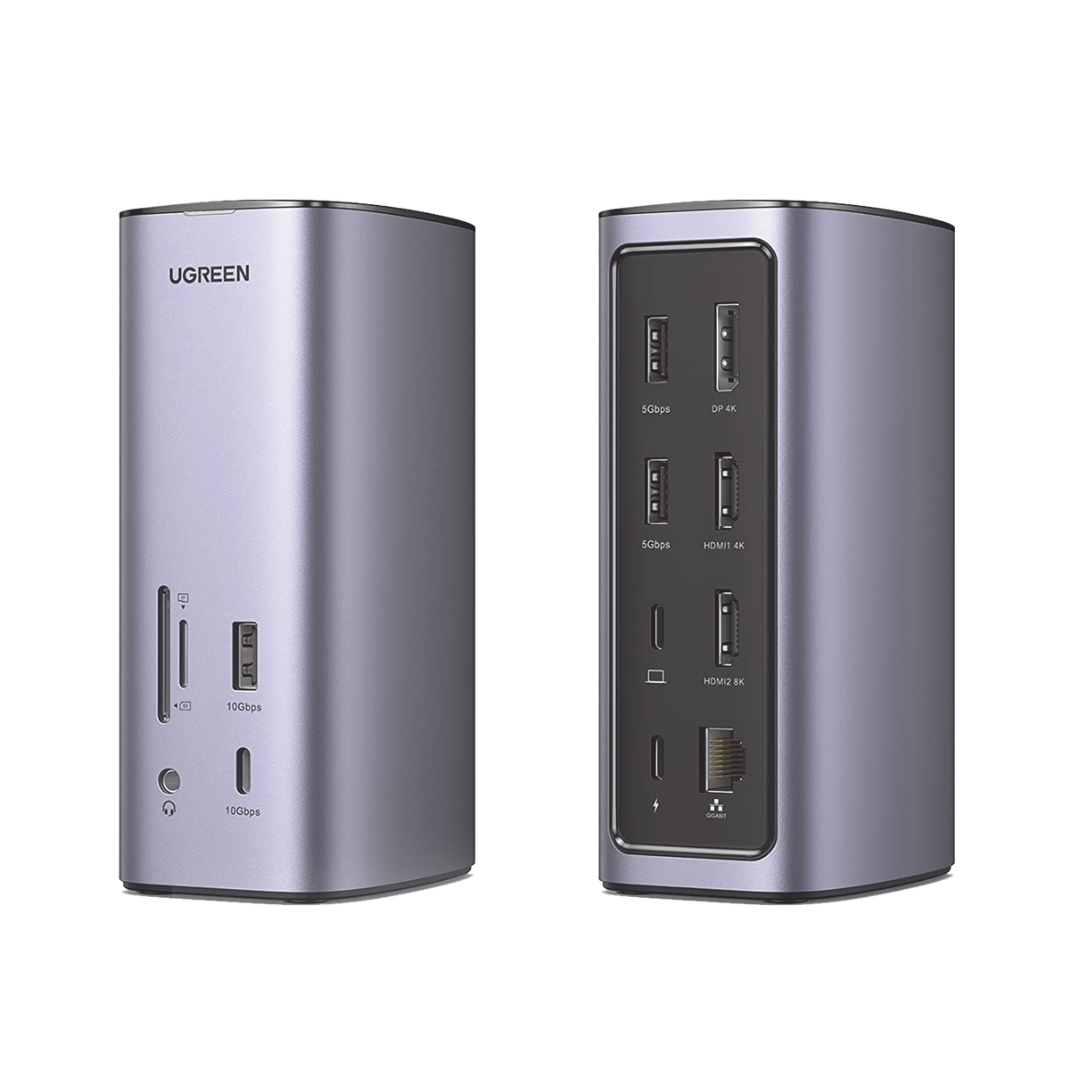 HUB USB-C (Docking Revodok Pro) 12 en 1 - 2 USB-A 3.0 - 1 USB-C PD Carga 100W - 1 USB-A 3.1 - 1 USB-C 3.1 - HDMI 4K - HDMI 8K Ultra HD - Display Port 4K - RJ45 (Gigabit) - Lector Tarjeta SD + Micro SD (TF) - Jack Audio 3.5mm.