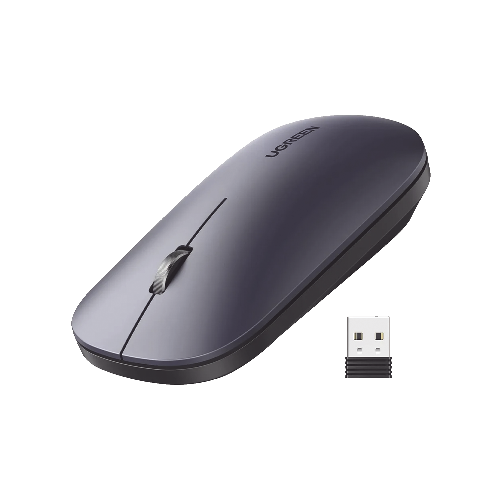 Mouse inalámbrico 2.4 GHz - Ultra Delgado y Silencioso - DPI 1000/1600/2000/4000 (Ajustable) - Alcance 10m - Scroll de Aluminio - Adaptable a diferentes superficies - Diseño suave al tacto - Contiene Receptor USB - Color Negro.