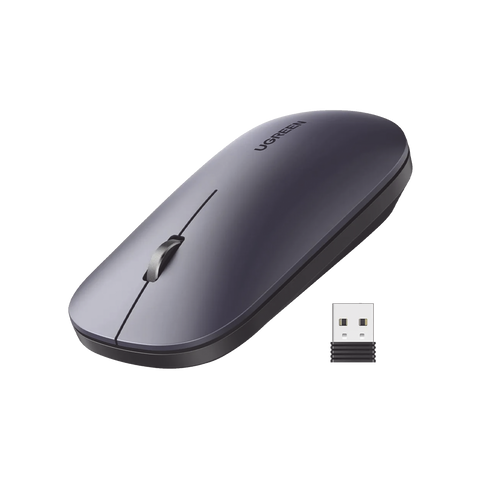 Mouse inalámbrico 2.4 GHz - Ultra Delgado y Silencioso - DPI 1000/1600/2000/4000 (Ajustable) - Alcance 10m - Scroll de Aluminio - Adaptable a diferentes superficies - Diseño suave al tacto - Contiene Receptor USB - Color Negro.