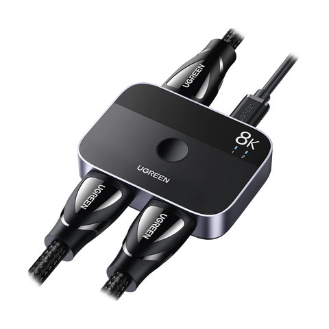 Conmutador HDMI 2.1 8K @60Hz - HDMI Splitter 2 Entradas a 1 Salida - Soporta 4K @120Hz 1080P @240Hz 3D - HDR Dolby - Alta Velocidad 48Gbps - Formatos de Audio LPCM/DTS/DSD, 2,0/2,1/5,1/7,1 canales.
