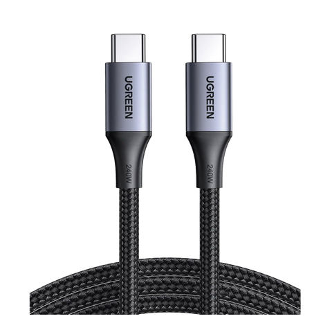 Cable USB-C a USB-C - 2 Metros - Potencia de Carga 240W - 48V/5A - PD3.1 /3.0 - 480 Mbps - Chip E-Market - Carcasa de Aluminio - Nylon Trenzado.