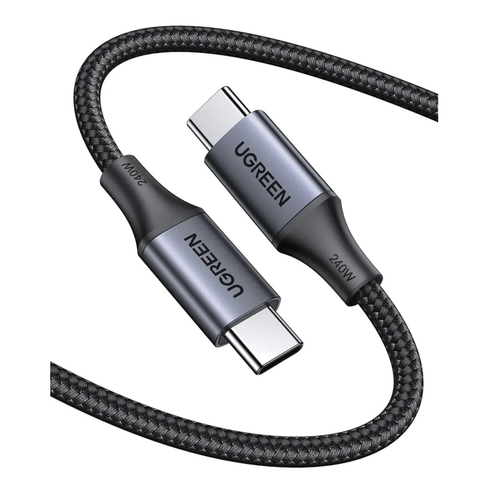 Cable USB-C a USB-C - 2 Metros - Potencia de Carga 240W - 48V/5A - PD3.1 /3.0 - 480 Mbps - Chip E-Market - Carcasa de Aluminio - Nylon Trenzado.