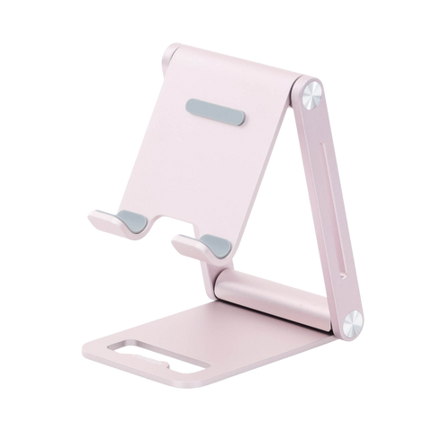 Soporte para Teléfono Celular de Aluminio | Angulo Ajustable | Amplia Compatibilidad con dispositivos de 4.7'' a 7.9'' | Antideslizante | Antiarañazos | Plegable | Color Rosa