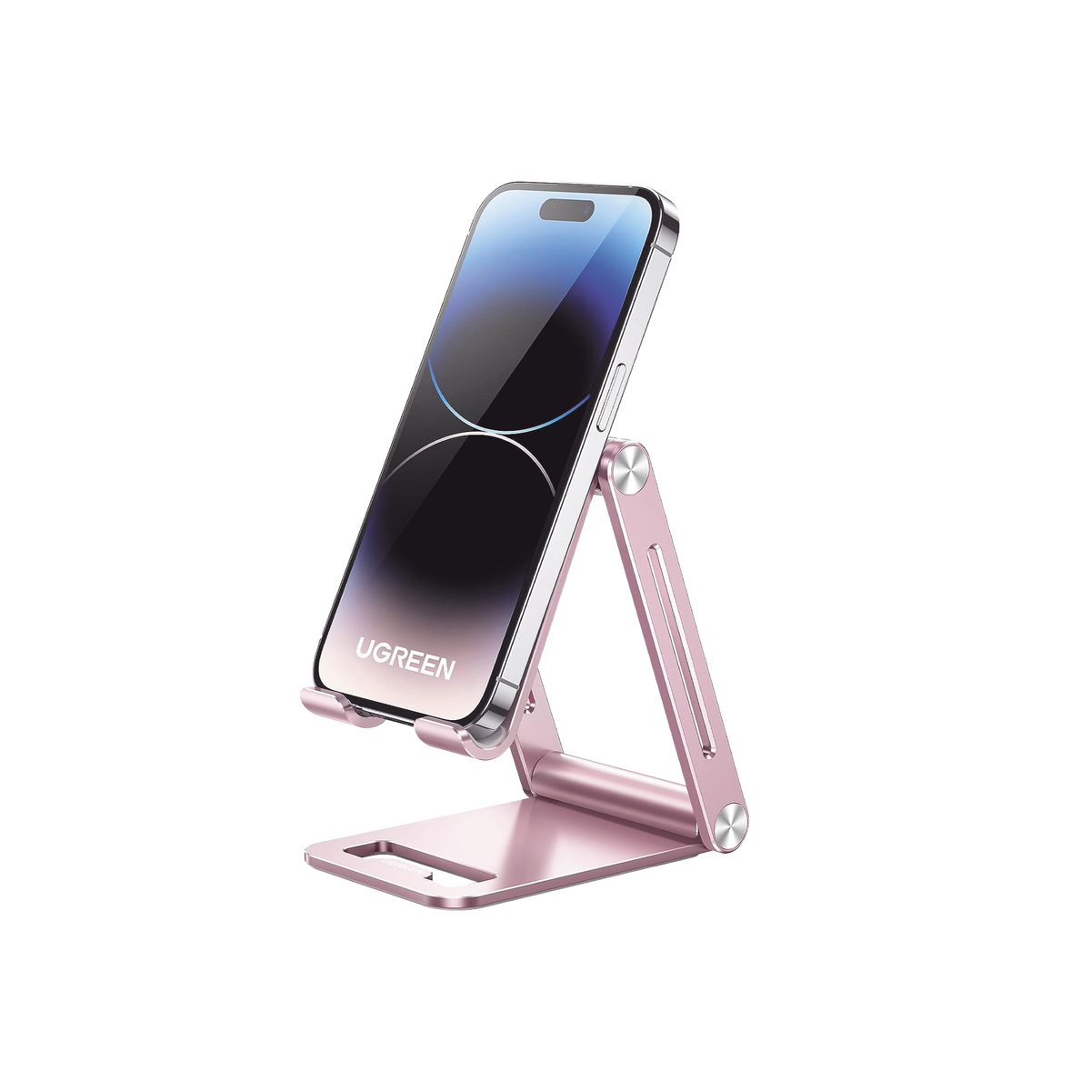 Soporte para Teléfono Celular de Aluminio | Angulo Ajustable | Amplia Compatibilidad con dispositivos de 4.7'' a 7.9'' | Antideslizante | Antiarañazos | Plegable | Color Rosa