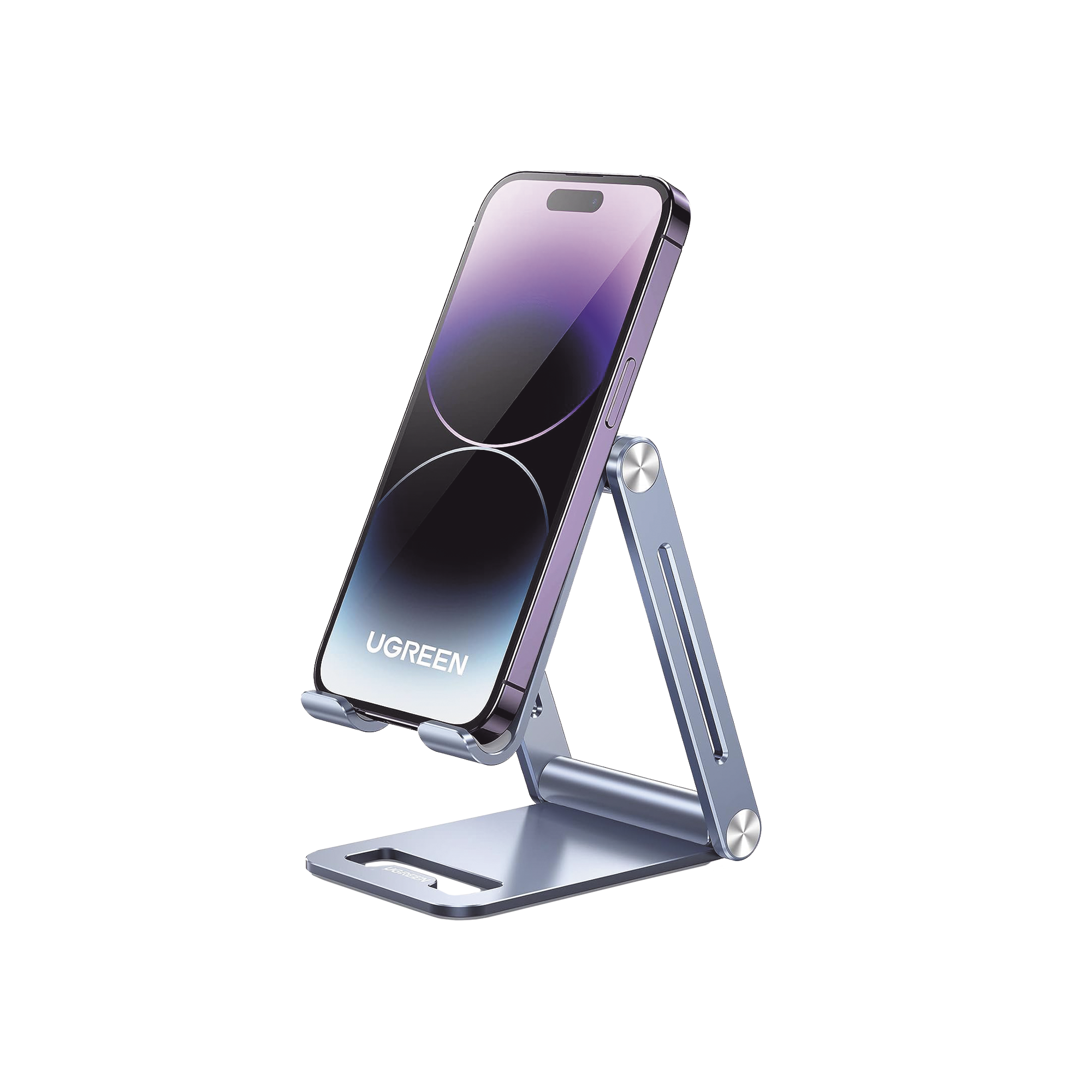 Soporte para Teléfono Celular de Aluminio | Angulo Ajustable | Amplia Compatibilidad con dispositivos de 4.7'' a 7.9'' | Antideslizante | Antiarañazos | Plegable | Color Azul