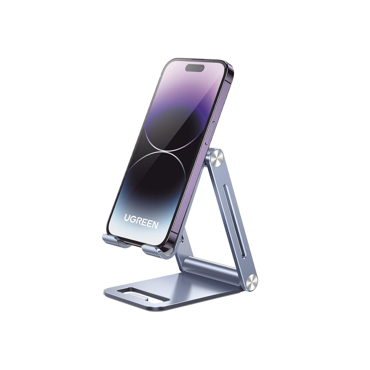 Soporte para Teléfono Celular de Aluminio | Angulo Ajustable | Amplia Compatibilidad con dispositivos de 4.7'' a 7.9'' | Antideslizante | Antiarañazos | Plegable | Color Azul