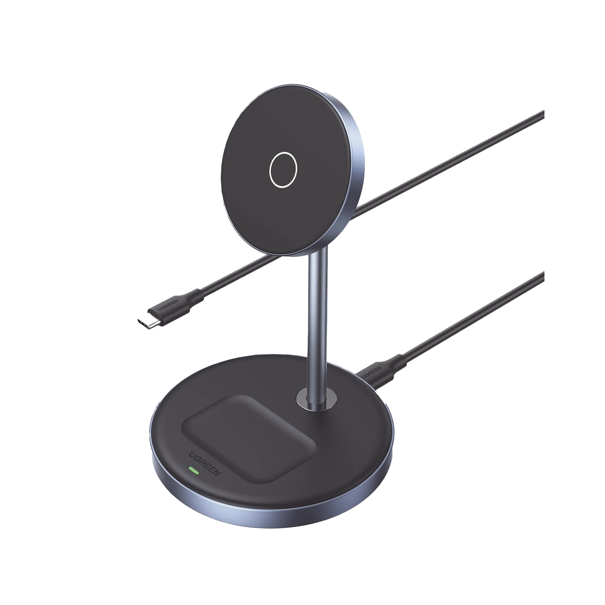 Soporte de Carga Inalámbrica - 3 en 1 - Compatible con MagSafe - Perfecto para iPhone y AirPods - Carga Rápida Adaptativa /Simultanea - Múltiples Protecciones - Luz Indicadora LED - Aleación de Aluminio - Incluye Cable