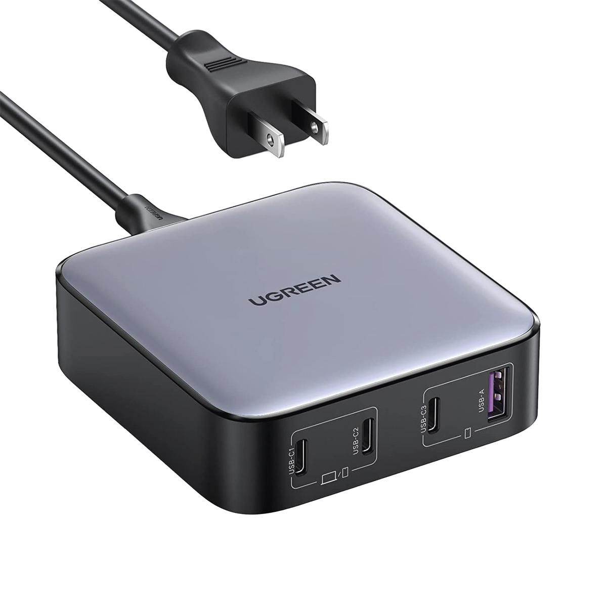 Cargador de Escritorio de 100W - 4 Puertos de Carga Rápida - 3 USB-C - 1 USB-A - Tecnología GaN II +SIC - Power Delivery 3.0 - Quick Charge 4.0 - Chip Confiable y Carga Inteligente - Optimiza la Experiencia de Carga