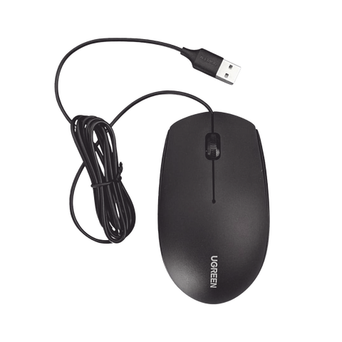 Mouse Óptico USB - Cable USB de 1.5 metros - 3 Botones - 1200DPI - Diseño Ergonómico - Silencioso - Color Negro - Windows | MacOS | Linux | Chrome y otros - También Compatible con DVR | NVR.