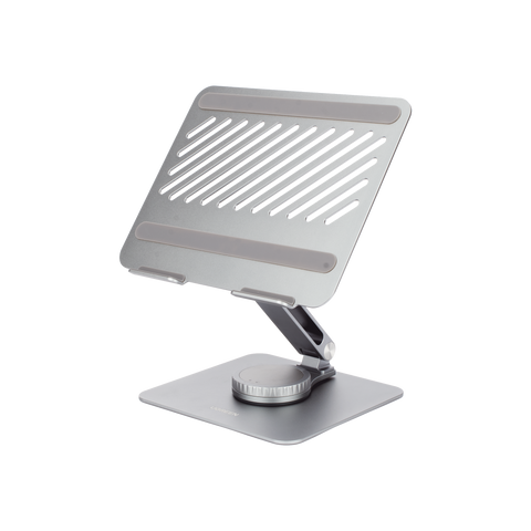 Soporte Giratorio de Aluminio para Laptop - Giratorio 360° - Función de Bloqueo - Soporta Laptops de 10 a 17.3''- Capacidad de Carga 5Kg - Excelente Estabilidad - Diseño Ergonómico - Altura y Angulo Ajustable - Plegable y Port&amp