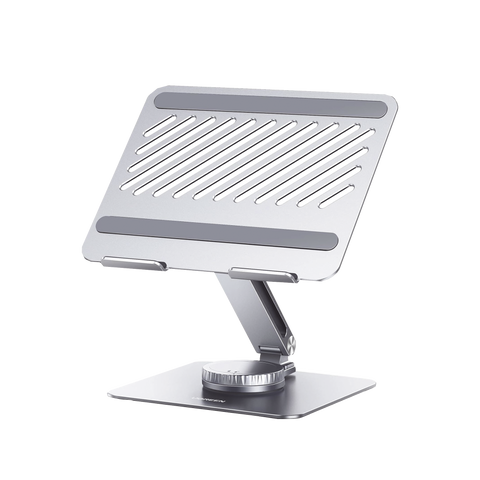 Soporte Giratorio de Aluminio para Laptop - Giratorio 360° - Función de Bloqueo - Soporta Laptops de 10 a 17.3''- Capacidad de Carga 5Kg - Excelente Estabilidad - Diseño Ergonómico - Altura y Angulo Ajustable - Plegable y Port&amp