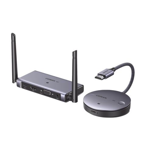 Transmisor y Receptor Inalámbrico HDMI - 50m - Salida HDMI y VGA (Simultanea) - Audio 3.5mm - Efecto 3D - Luz Indicadora LED - Clic and Go - Señal Estable - Amplia Compatibilidad - Conecta con un Clic.
