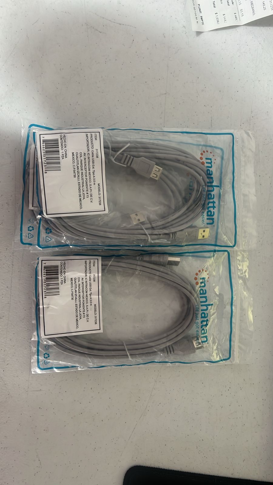 Cable Manhattan Usb A V1.1 Extension 3.0 Metros Macho-Hembra Gris 317238