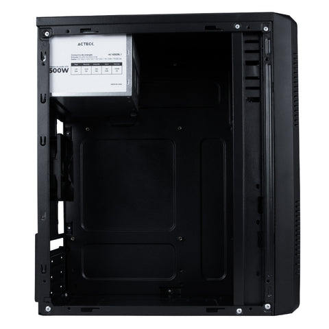 Gabinete Mini Torre Acteck Kioto GC240 con Fuente de Poder 500W para Ensamble Micro ATX - Práctico y Confiable