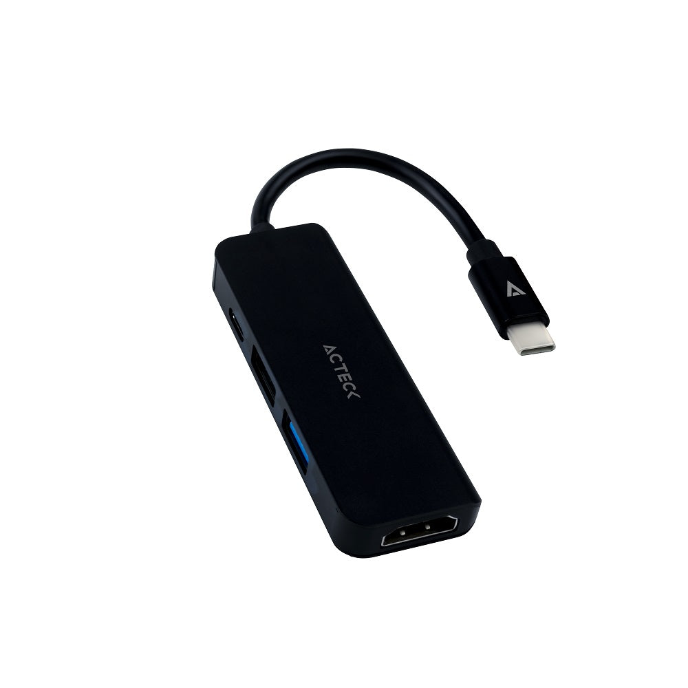Hub Usb C Acteck Dh645 4 En 1 Hdmi Usb 3.0 Usb 2.0 Negro (Ac-934640)