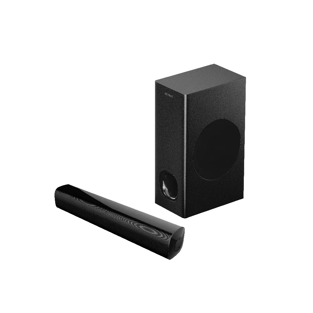 Barra de Sonido Acteck Dynamic Trim BS465 60W con Subwoofer, Bluetooth y Conexión HDMI - Envolvente y Elegante