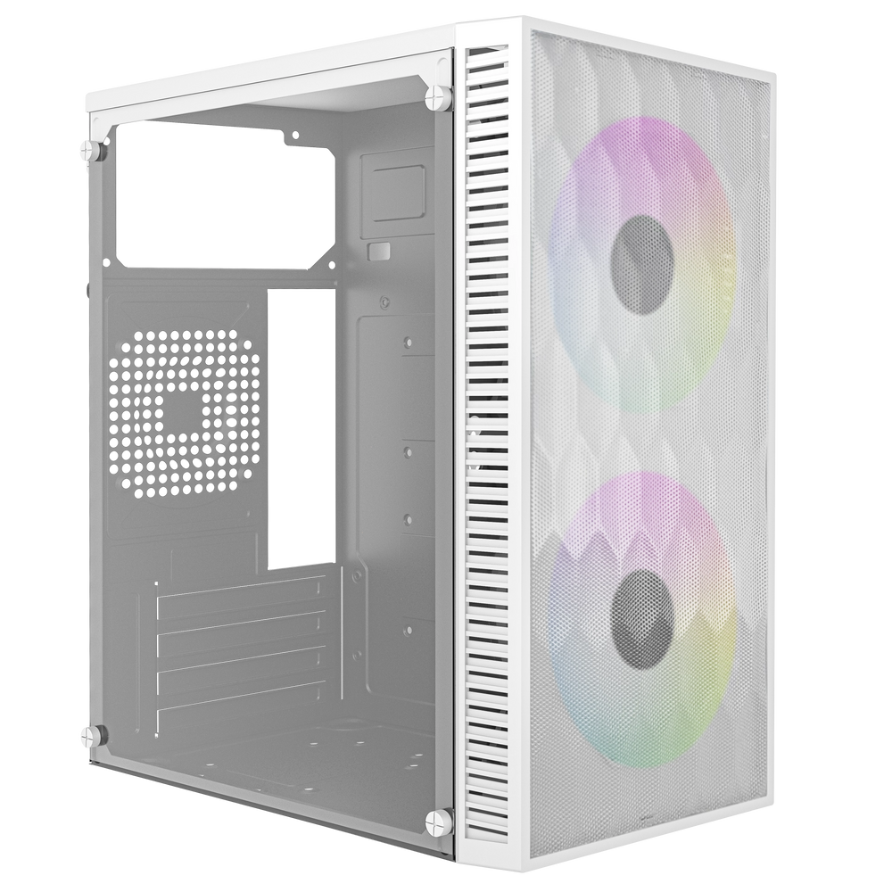 Gabinete Acteck Fuji Gc470 Mini Tower Micro Atx Mini Itx Fuente 500W 2 Ventiladores Blanco