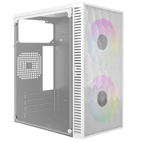 Gabinete Acteck Fuji Gc470 Mini Tower Micro Atx Mini Itx Fuente 500W 2 Ventiladores Blanco