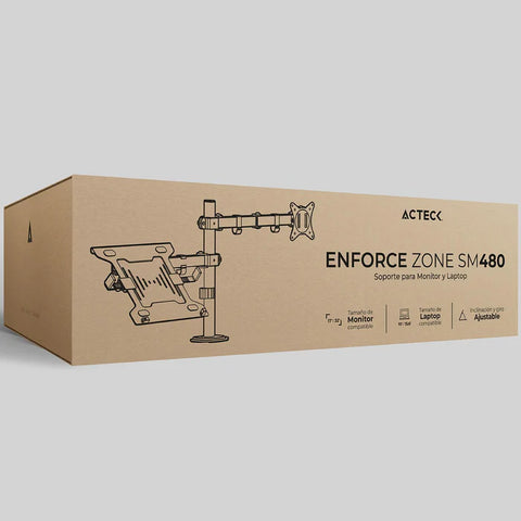 Soporte Dual Acteck Enforce Zone SM480 para Monitor y Laptop Articulado de Escritorio - Ergonómico y Profesional