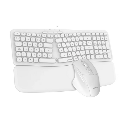 Kit Teclado y Mouse Inalámbrico Acteck Creator Ultra Confort MK650 con Reposabrazos Ergonómico - Premium y Elegante