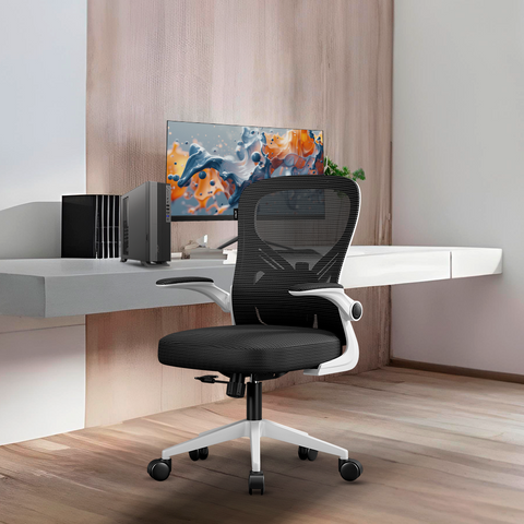 Silla Oficina Acteck Flux EC343 100 Kg Marco Blanco - Malla Negra