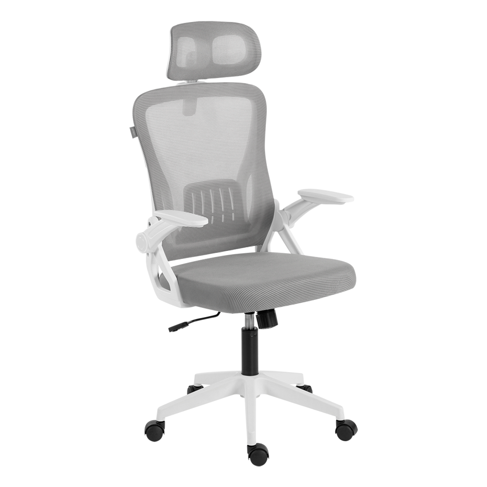 Silla Oficina Acteck Flux Ec313Hr 100 Kg Marco Blanco - Malla Gris